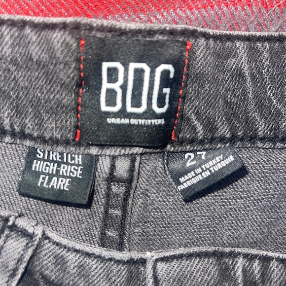 Urban Outfitters BDG Black Gray Distressed High Rise Stretch Flare Jeans Sz 27 - Picture 5 of 7